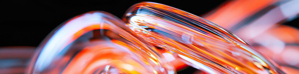 Poster - Abstract Composition of Translucent Swirling Forms in Orange, Red, and White