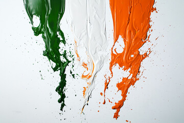 Aufkleber - Green, white, and orange paint splashes on a white surface