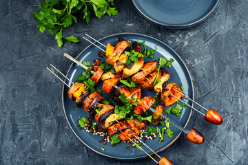 Sticker - Roasted sweet potato on skewers.