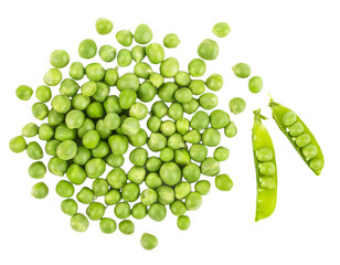 Wall Mural - Fresh green peas isolated on transparent background, top view