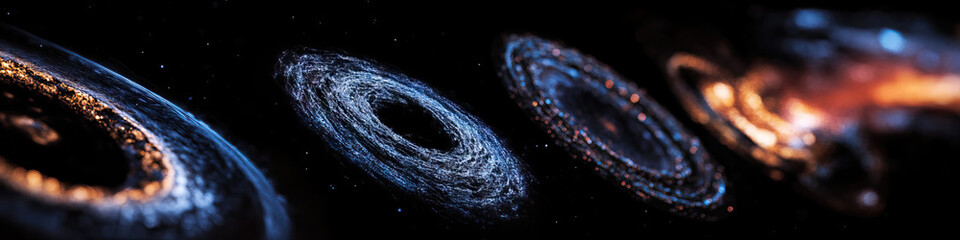 Wall Mural - Digital Rendering of Four Spiral Galaxies