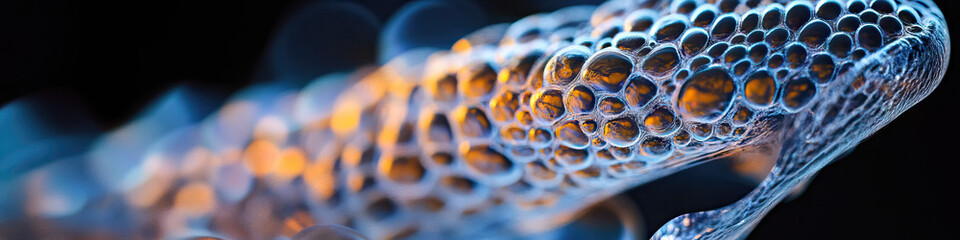 Poster - Close-up of Interconnected Bubbles with Blue and Orange Hues