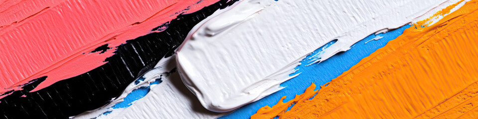 Poster - Abstract Paint Swatch: Coral, Black, White, Orange, and Blue
