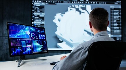 Leinwandbilder - Engineer Doing 3D CAD Model Design On Computer
