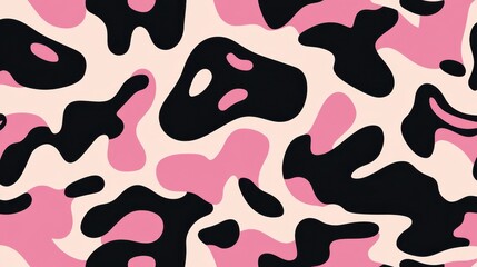 Poster - Modern Abstract Pink and Black Camouflage Pattern Design