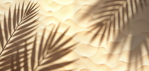 Aufkleber - Palm leaf shadow on sand. Top view. Sunny day. Natural light. Sand texture. Tropical summer concept. Beach background. Travel vacation. Exotic island. Relaxing atmosphere. Paradise scenery. Perfect