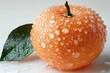 © julija - fresh organic orange citrus fruit with water droplets and green leaf isolated on pure white background with soft shadow