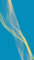 Poster -  Abstract Yellow Hexagonal Mesh Wave on Blue Background