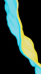 Poster - Abstract Blue and Yellow Waves on Black Background