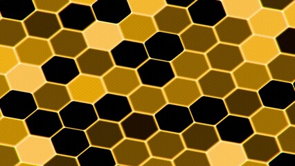 Aufkleber - Abstract Honeycomb Pattern with Blue and Yellow Tones