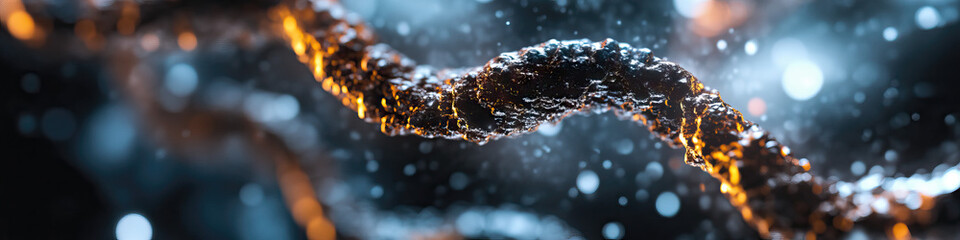 Poster - Abstract 3D Render:  Curving Textured Form with Orange Glowing Accents