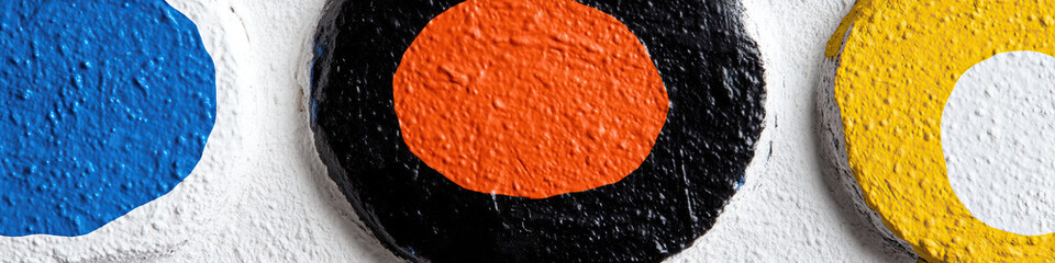 Poster - Circular Painted Sections on Textured Surface