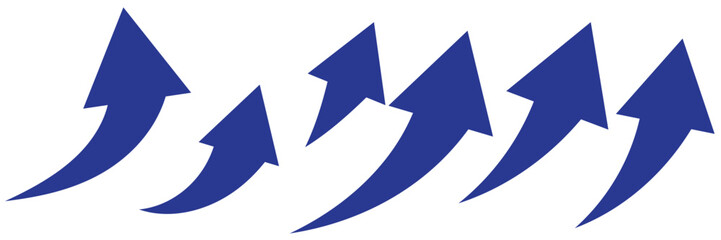 Wall Mural - arrow up icons. set of curve rise increase arrows. growth pictogram isolated. vector illustration.