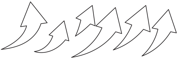 Wall Mural - arrow up icons. set of curve rise increase arrows. growth pictogram isolated. vector illustration.