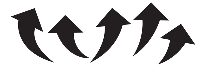 Wall Mural - arrow up icons. set of curve rise increase arrows. growth pictogram isolated. vector illustration.