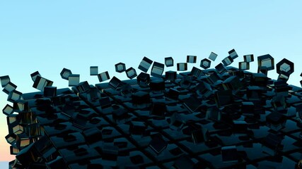 Aufkleber - Abstract 3D Glass Cubes on Gradient Sky Background