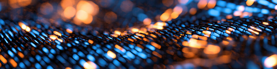 Poster - Abstract Cylindrical Surface with Orange and Blue Bokeh Lighting