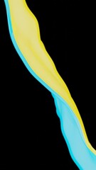 Aufkleber - Abstract Blue and Yellow Waves on Black Background