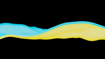 Poster - Abstract Blue and Yellow Waves on Black Background
