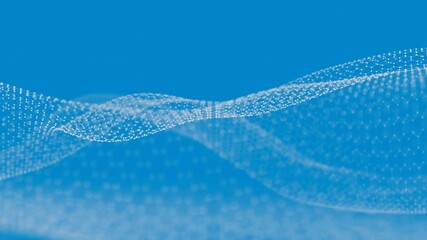 Poster - Abstract Yellow Hexagonal Mesh Wave on Blue Background