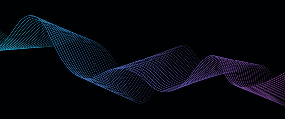 Poster - abstract vector dot particles wave flowing smooth curve blue purple gradient color on white backgrou