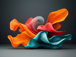 Poster - Mesmerizing prismatic neon shapes and fluid undulating forms creating a striking surreal abstract background with a contemporary digital art style and dynamic vibrant composition