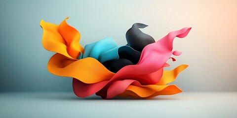 Poster - Flowing neon ribbons in a spectrum of vibrant hues dynamic geometric forms luminous prismatic effects glitch art inspired cinematic and mesmerizing digital with a influence