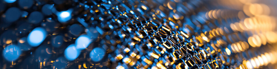 Poster - Abstract Blue and Gold Textured Surface with Bokeh