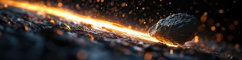 Poster - Dark Rock and Orange Streak of Light