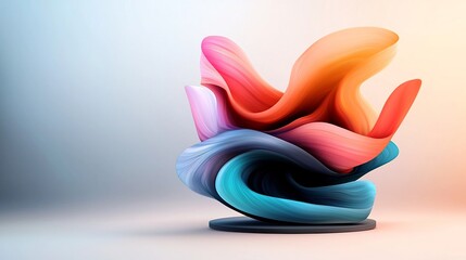Poster - Captivating Wavy Iridescent Abstract Design with Dreamlike Prismatic Effect A dynamic and mesmerizing digital art piece with a transcendent futuristic aesthetic featuring a fluid