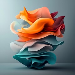 Poster - Captivating abstract design featuring a wavy iridescent shape with fluid movement and intricate fractal structures  The hypnotic color gradients cinematic lighting