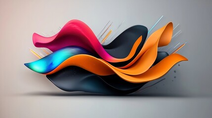 Poster - Captivating abstract background design with wavy iridescent shapes and metallic accents featuring geometric prismatic forms shifting ethereal patterns