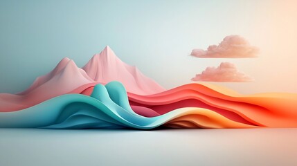 Poster - mesmerizing wavy iridescent abstract background with fluid organic forms and captivating color gradi