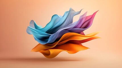Poster - Mesmerizing Iridescent Waves Vibrant Digital Art with Dreamlike Ambiance  Abstract background design featuring wavy tie dye like shapes in a dynamic