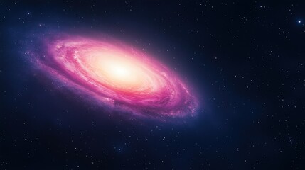 Wall Mural - spiral galaxy in dark starry sky with bright core and cosmic colors, astrophotography of majestic ce