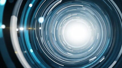 Poster - Futuristic visuals show a glowing vortex with intricate patterns and bright light against a dark backdrop, creating a mesmerizing effect