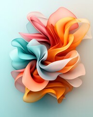 Poster - Vibrant Prismatic Iridescent Shapes in Minimalist Abstract Backdrop   Smooth Digital Art with Influenced Stylized Fashion and Undulating Fluid Curves