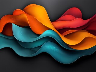 Poster - Mesmerizing abstract background with undulating iridescent shapes bioluminescent glow and shimmering swirling motifs in a surreal psychedelic and visionary digital painting style