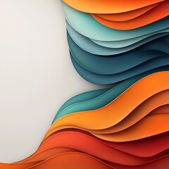 Poster - Vibrant Abstract Organic Wavy Forms Composition in Minimalist Contemporary Digital with Vivid Gradient Hues and Aesthetic in a Tranquil Studio Setting