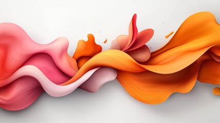 Poster - Captivating abstract background design featuring vibrant iridescent colors and fluid wavy shapes in warm tones of orange and pink with dynamic brush strokes and a surreal