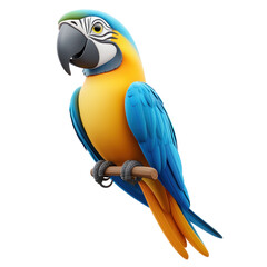 Wall Mural - Vibrant 3D Cartoon Macaw Parrot Icon on transparent background for Creative Design Projects