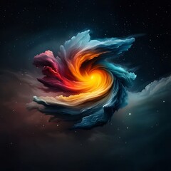 Poster - cosmic iridescent swirl a fauvism influenced digital painting depicting a mesmerizing galactic compo