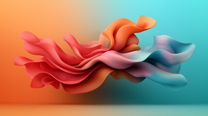 Poster - Vibrant abstract background design featuring wavy iridescent shapes and shimmering prismatic textures rendered in a surreal dreamlike style reminiscent of psychedelic art from the 1960s 70s