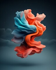 Poster - Vibrant abstract design featuring a shimmering iridescent shape that conveys a mystical essence with fluid and organic movement