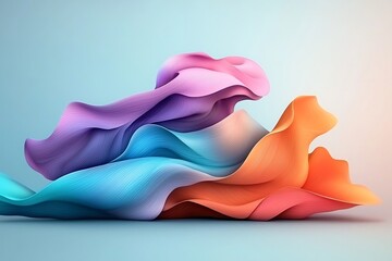 Poster - Mesmerizing Wavy Iridescent Abstract Design in Serene Palette of Blues and Purples   Experimental Digital with Captivating Otherworldly Atmosphere Evoking Abstract Impressionism Style