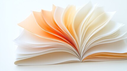 Wall Mural - Abstract Orange and White Paper Fan  Layered Texture  Book Pages