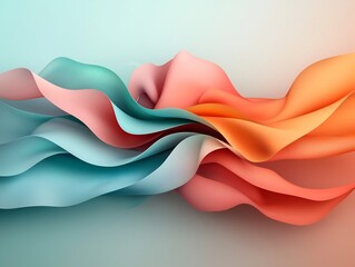 Poster - Dynamic abstract digital composition featuring a flowing undulating pattern of iridescent prismatic shapes against a cool toned gradient backdrop with a futuristic