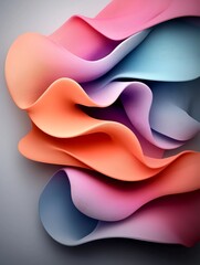Poster - Ethereal Fluid Abstraction   Shimmering Iridescent Shapes in Dreamlike Surrealist Composition  A captivating digital art piece featuring a calming serene background of wavy