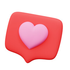 Fototapete - 3d Heart textbox, heart icon, love social media notification, Valentine's Day Concept theme design