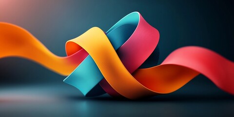 Poster - Mesmerizing Neon Ribbons in Vibrant Geometric Abstract Background   Dynamic luminous prismatic effects glitch art inspired cinematic and captivating digital